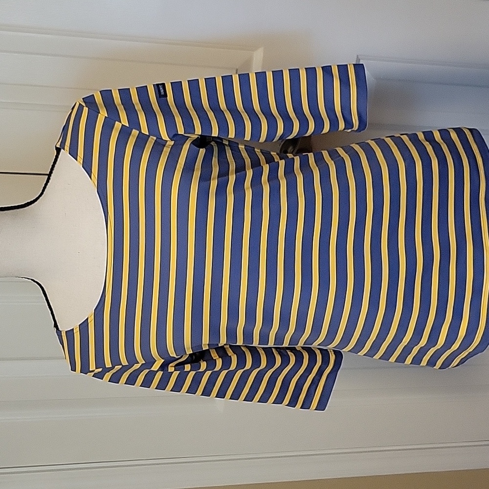 Saint James Garde-Côte III UV-Protective Blue Yellow Breton Stripe Top | Size 8
